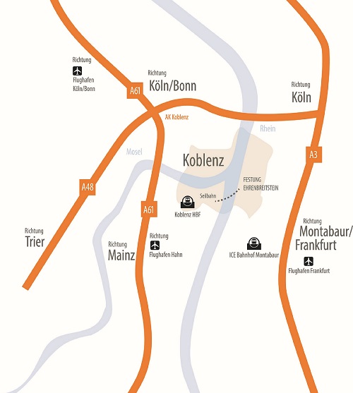 Anfahrt Seilbahn Koblenz
